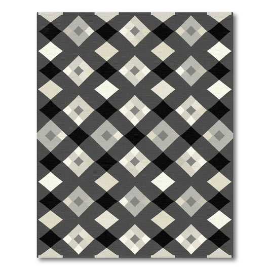 Modern Diamond Lattice Gray Rug