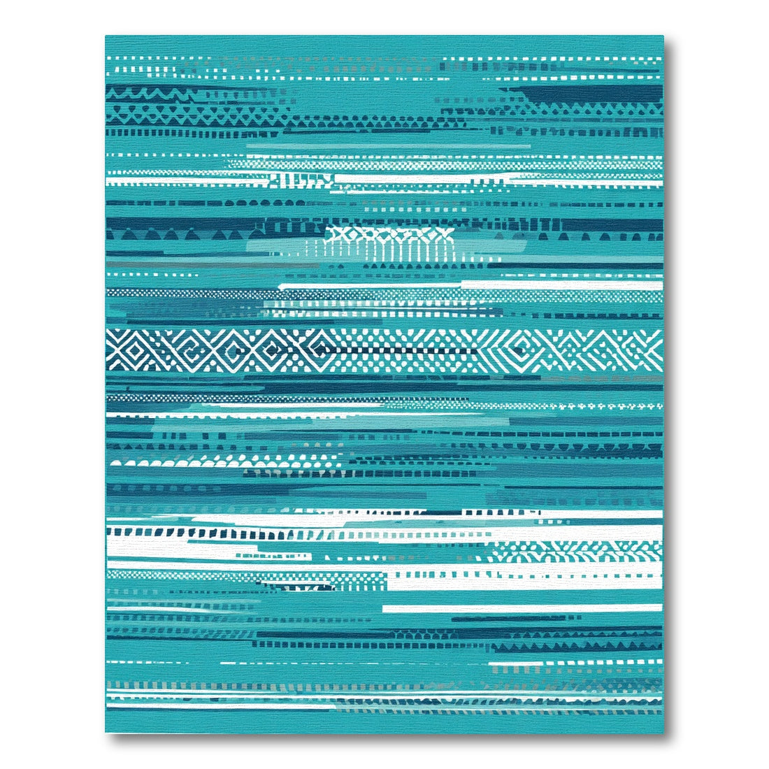 Teal and White Textured Stripe Collection Rug