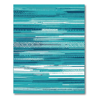 Teal and White Textured Stripe Collection Rug