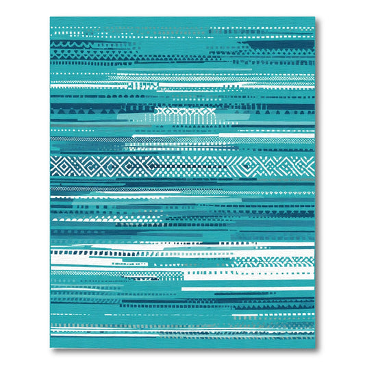 Teal and White Textured Stripe Collection Rug