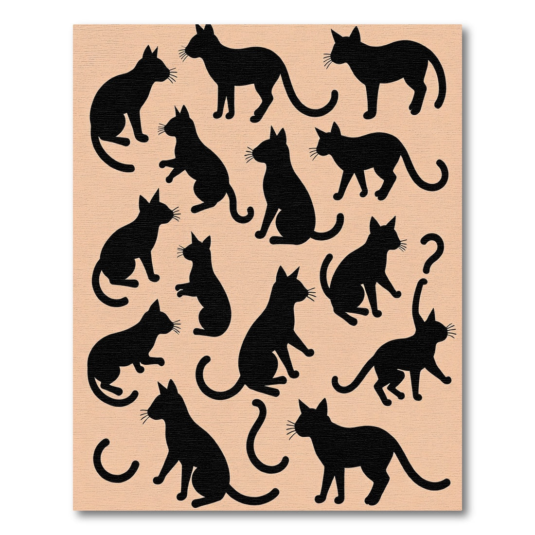 Black Cat Silhouettes Scattered Arrangement Rug