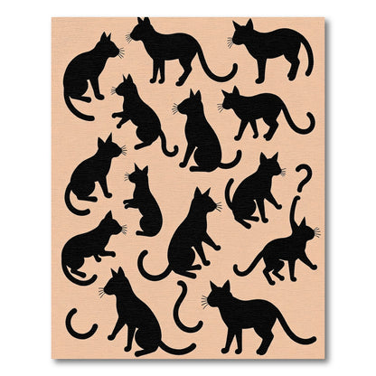 Black Cat Silhouettes Scattered Arrangement Rug