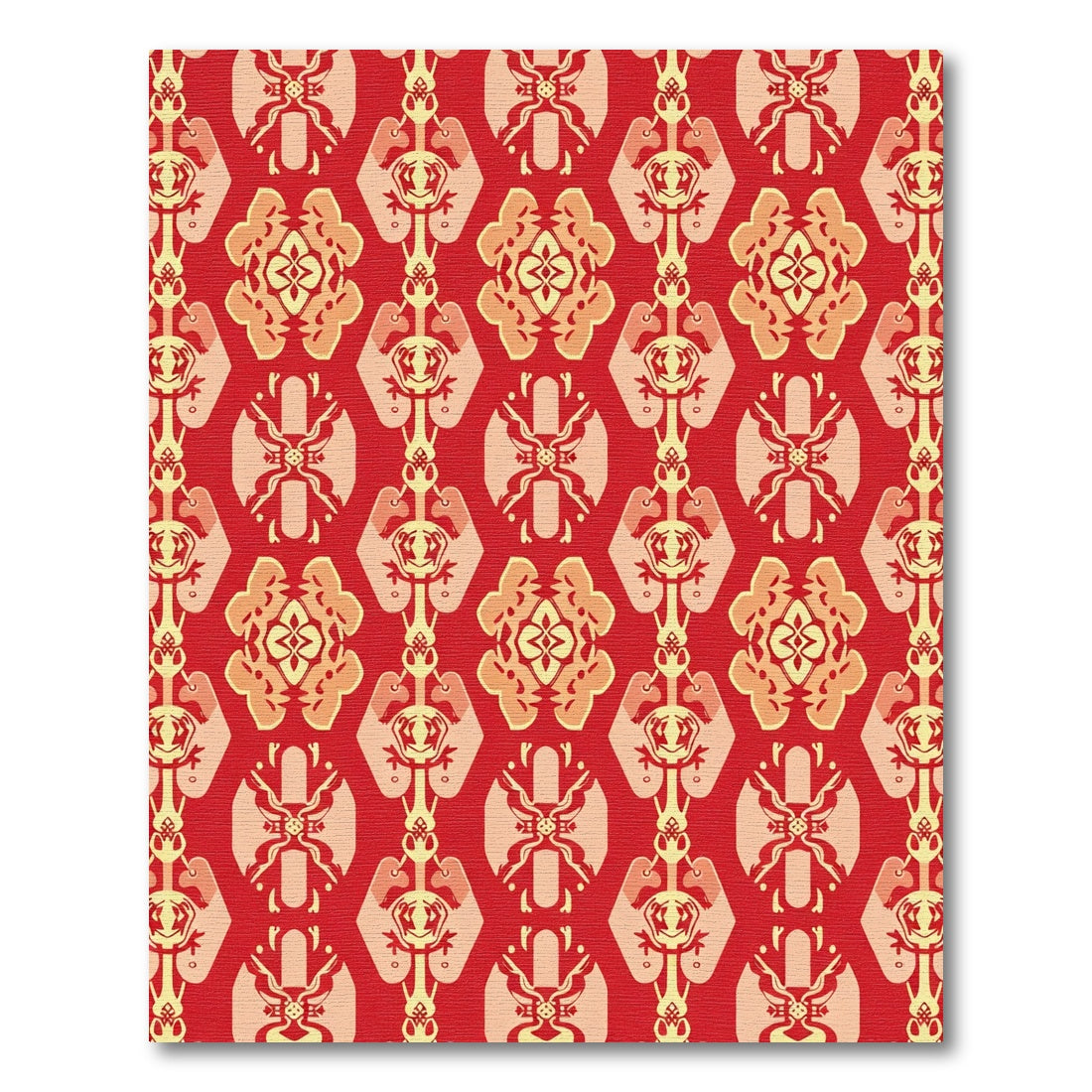 Red Yellow Ornate Medallion Rug