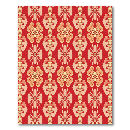 Red Yellow Ornate Medallion Rug