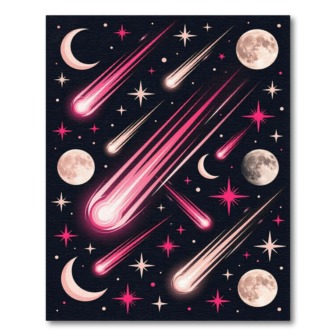 Pink Comet And Crescent Moon Sky Rug