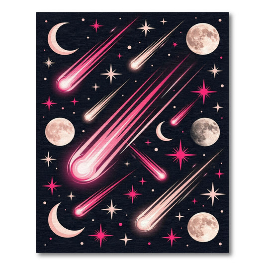 Pink Comet And Crescent Moon Sky Rug