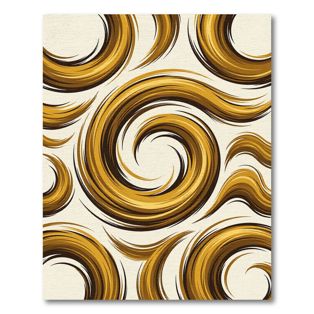 Golden Abstract Swirl Wave Area Rug