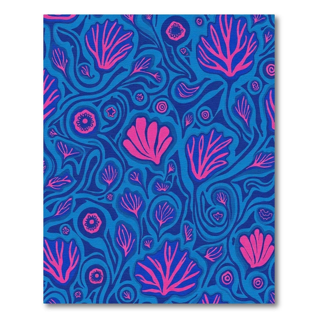 Coral Pink Abstract Floral Swirls Rug