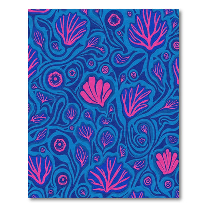Coral Pink Abstract Floral Swirls Rug