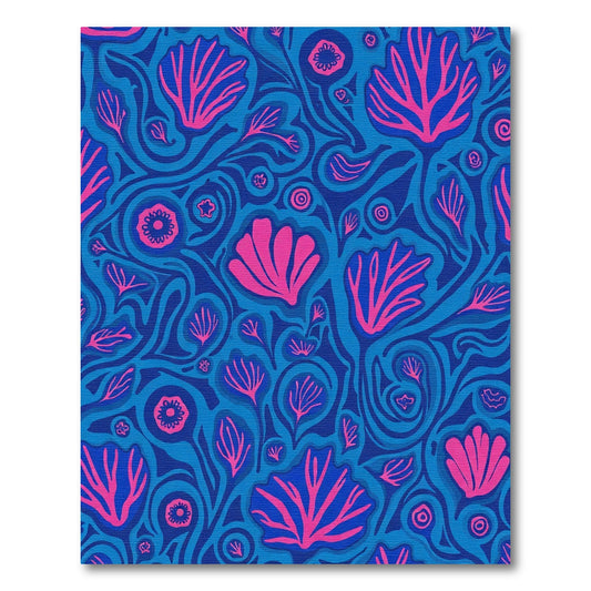 Coral Pink Abstract Floral Swirls Rug