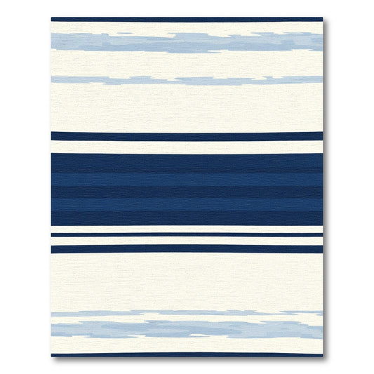 Nautical Navy Blue Watercolor Stripe Rug