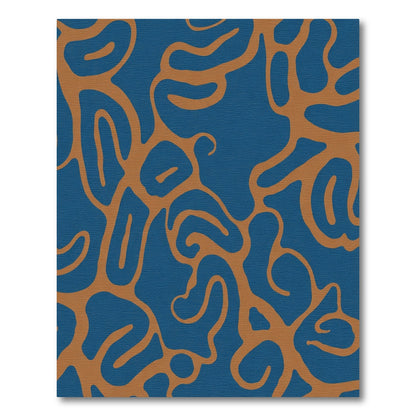 Modern Blue Copper Swirl Rug