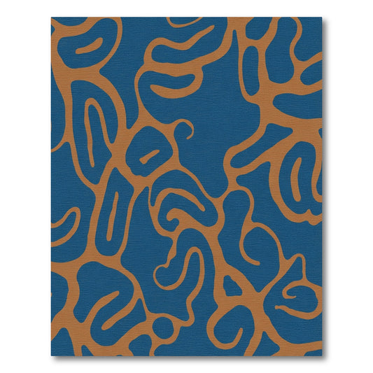 Modern Blue Copper Swirl Rug
