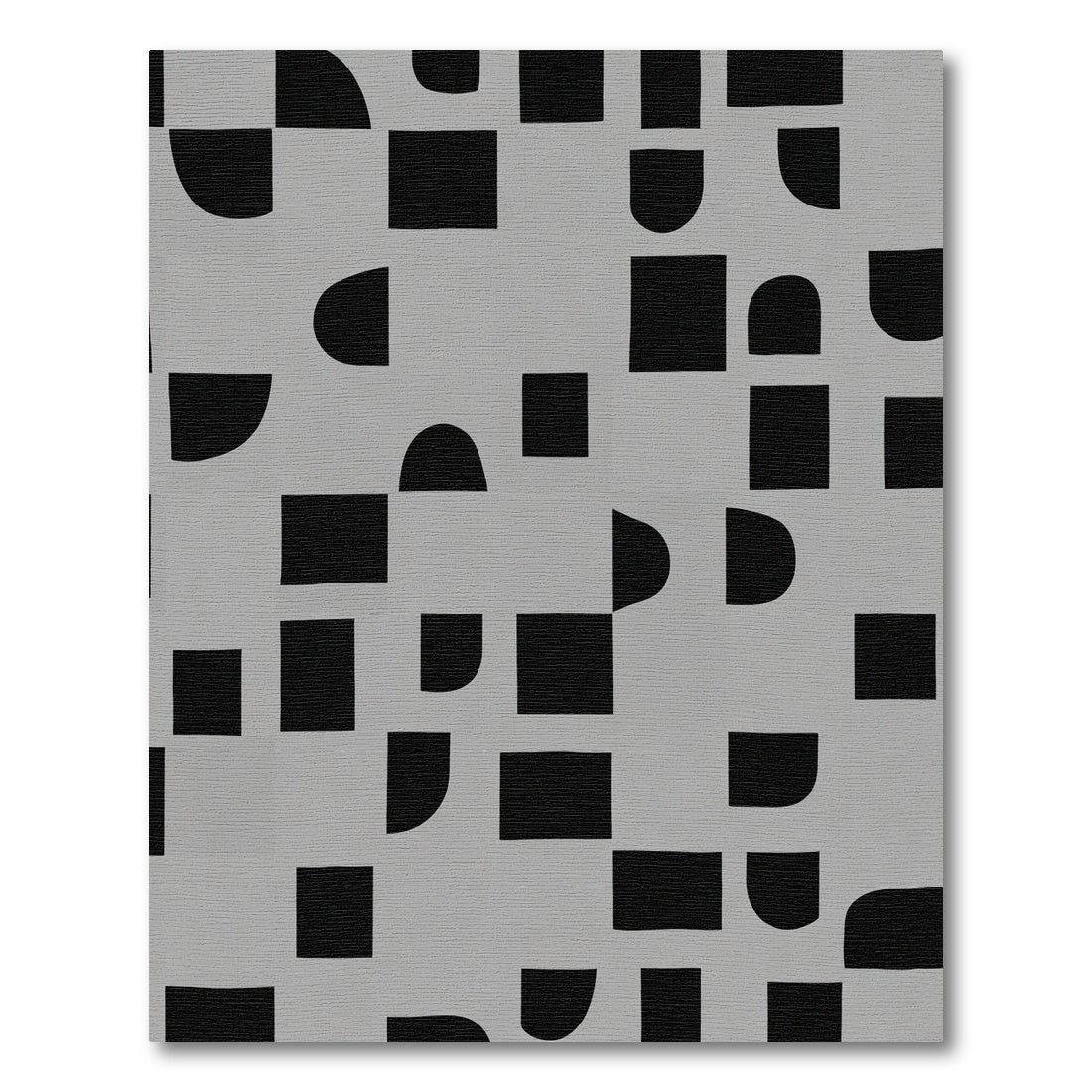 Modern Black Geometric Curves Rug