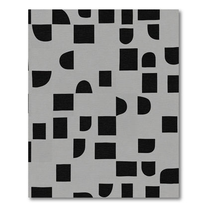 Modern Black Geometric Curves Rug