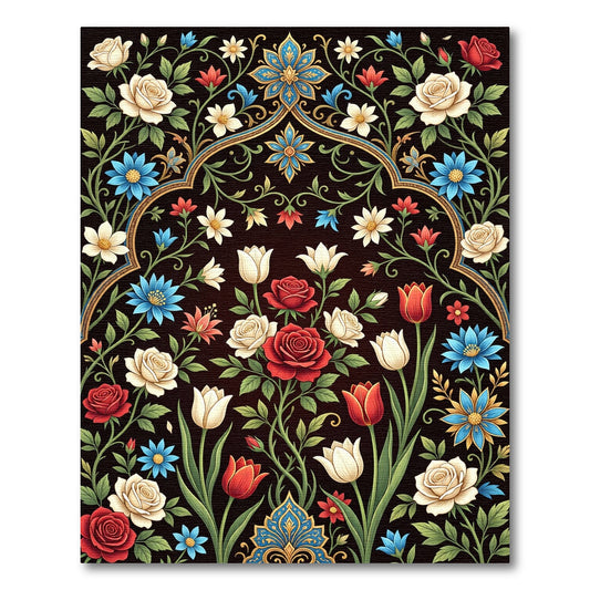 Floral Dark Garden Bloom Tapestry Rug