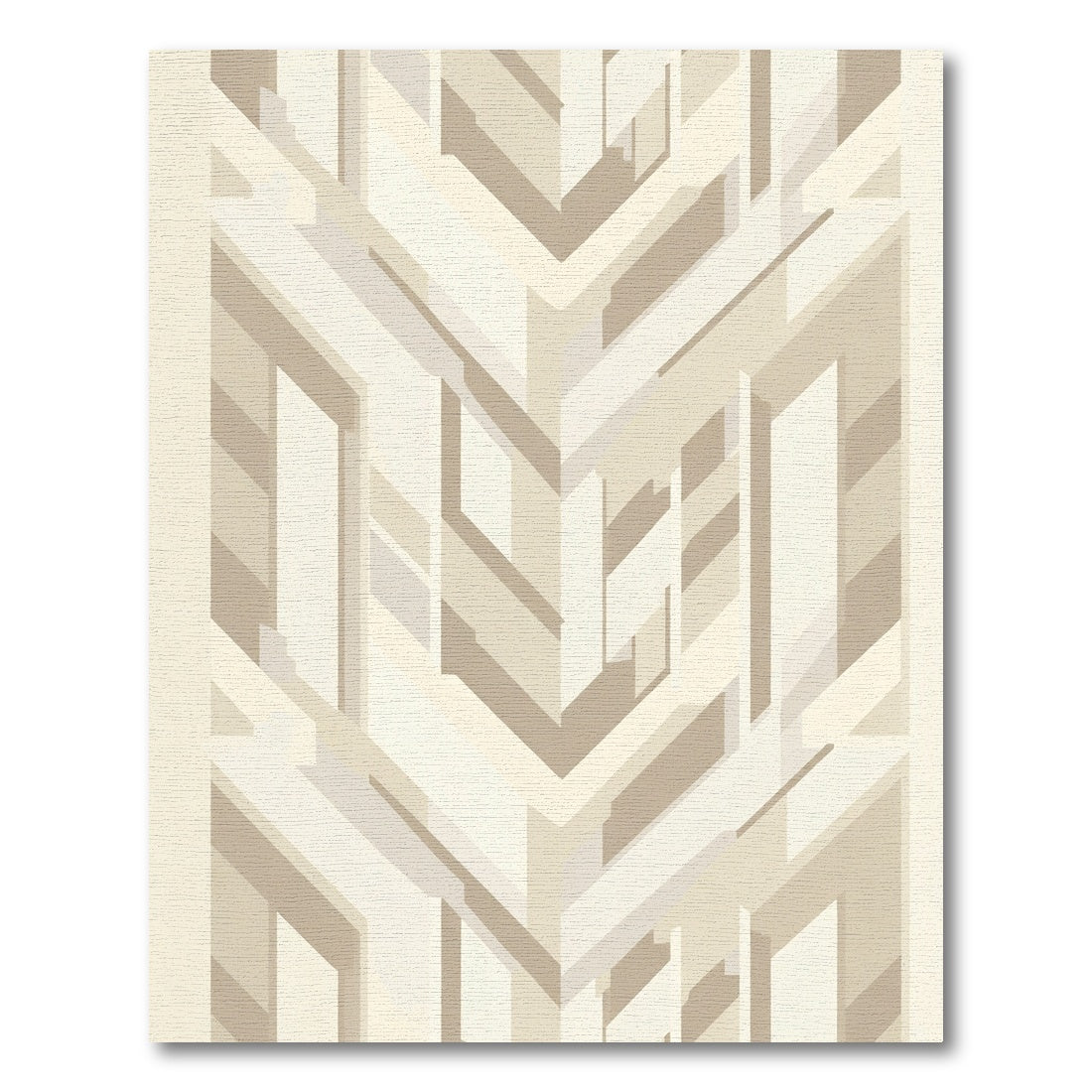 Neutral Geometric Chevron Abstract Rug