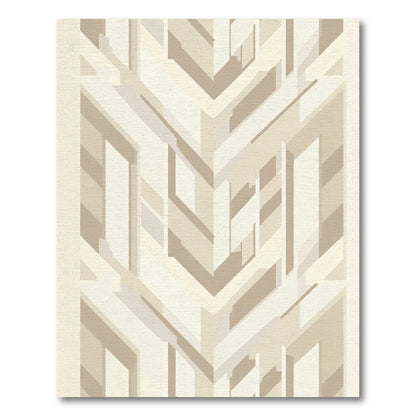 Neutral Geometric Chevron Abstract Rug