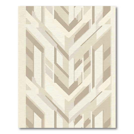 Neutral Geometric Chevron Abstract Rug