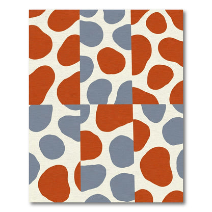 Modern Ochre Blue Organic Squares Rug