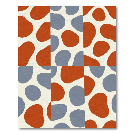 Modern Ochre Blue Organic Squares Rug