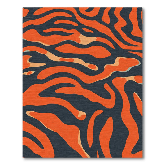 Orange and Gray Abstract Stripe Rug