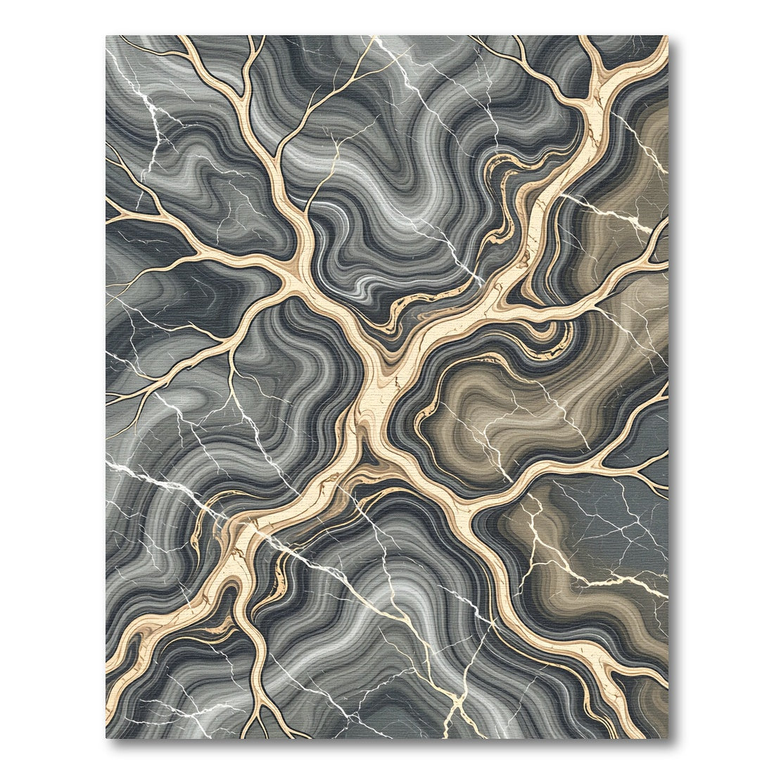 Elegant Gold Vein Marble Swirl Rug