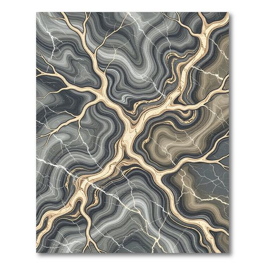 Elegant Gold Vein Marble Swirl Rug