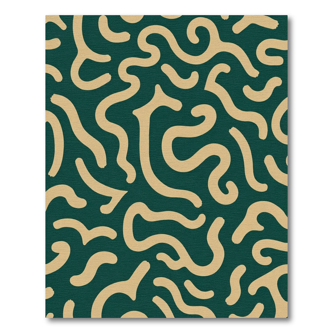 Deep Teal Abstract Swirl Line Rug