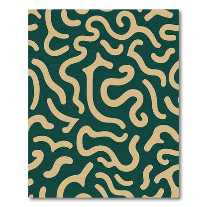 Deep Teal Abstract Swirl Line Rug