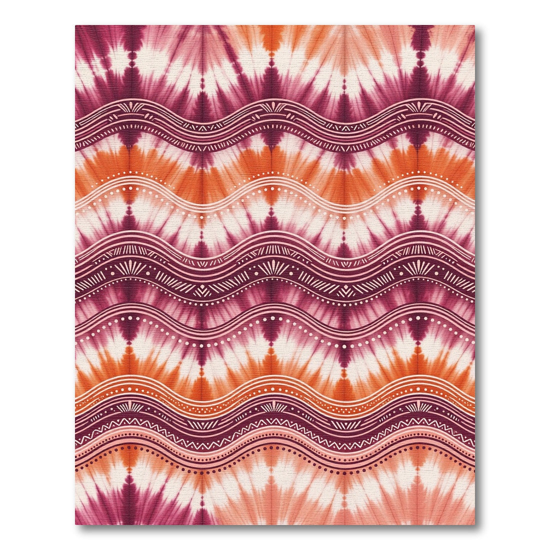 Crimson Orange Zigzag Wave Rug
