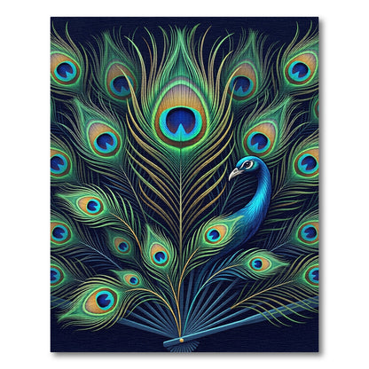 Vibrant Peacock Feather Fan Ensemble Rug
