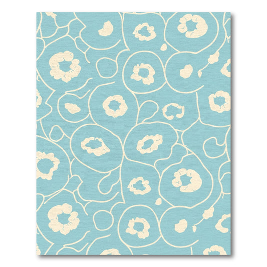 Pale Blue Cream Floral Vine Rug