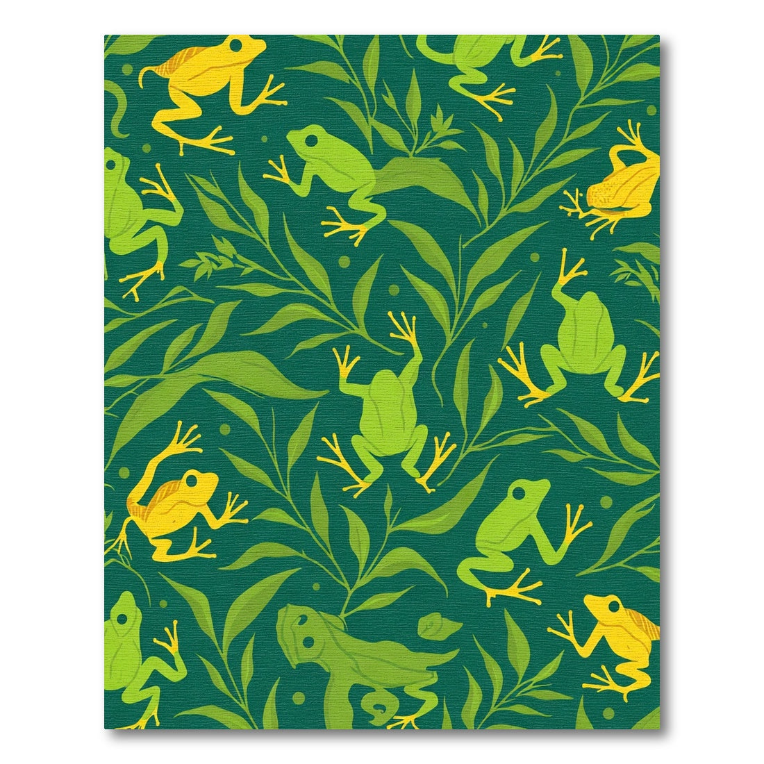 Green Frogs Yellow Foliage Pattern Rug