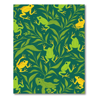 Green Frogs Yellow Foliage Pattern Rug