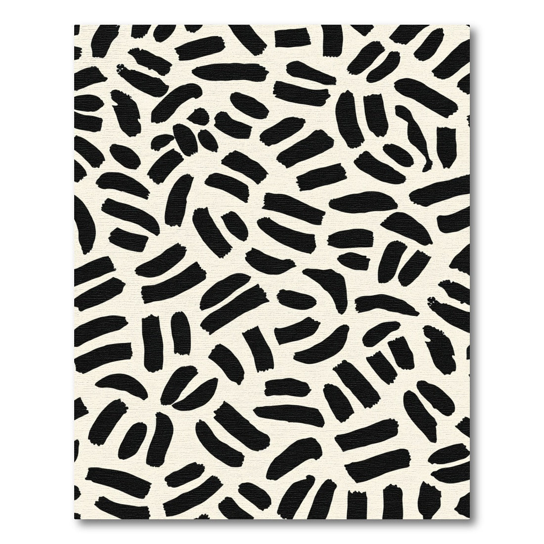 Black Brushstroke Abstract Cream Rug