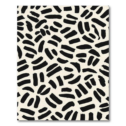 Black Brushstroke Abstract Cream Rug
