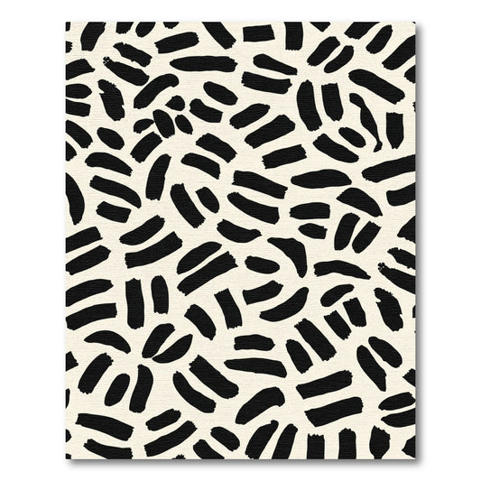 Black Brushstroke Abstract Cream Rug