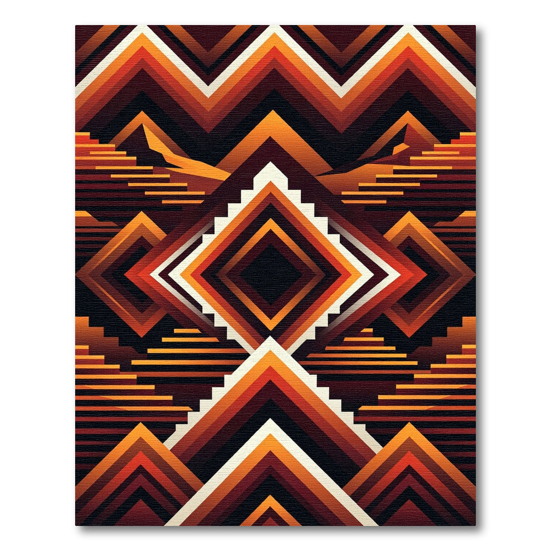 Warm Tones Geometric Chevron Rug