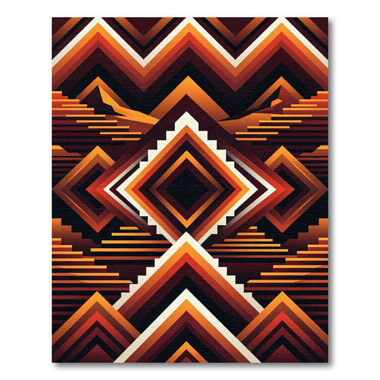 Warm Tones Geometric Chevron Rug