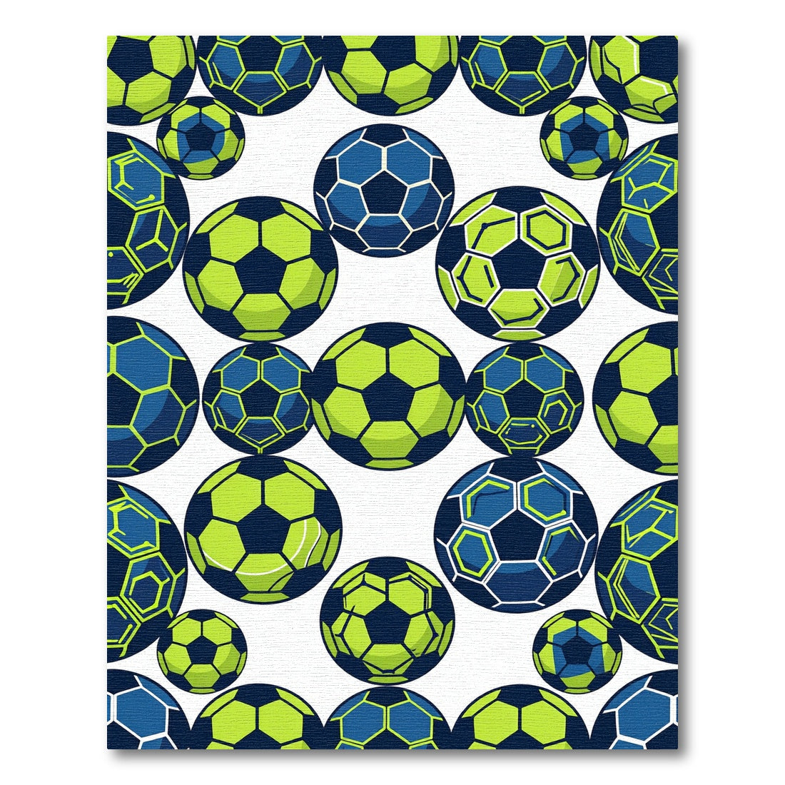 Vibrant Neon Soccer Ball Geometric Graphic Rug
