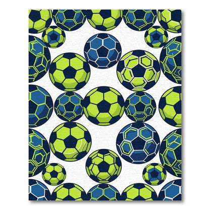 Vibrant Neon Soccer Ball Geometric Graphic Rug