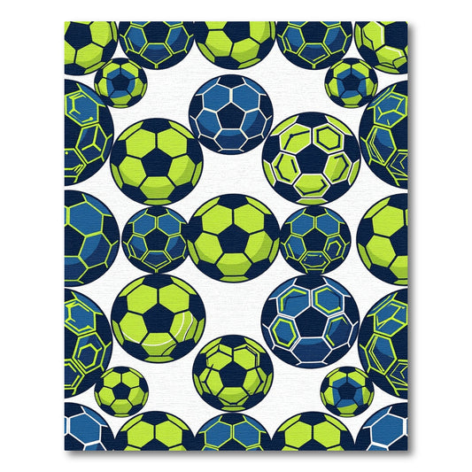Vibrant Neon Soccer Ball Geometric Graphic Rug
