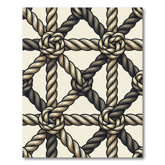 Nautical Knotwork Beige Charcoal Rug