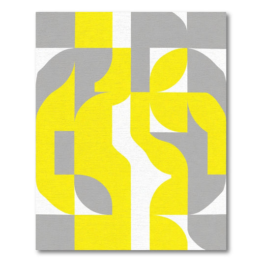 Modern Yellow Gray Geometric Abstract Rug