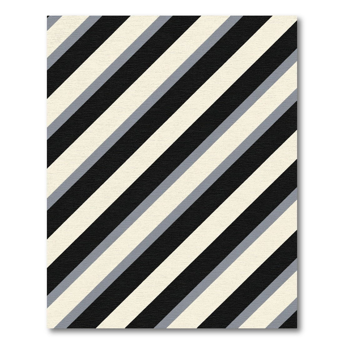 Classic Black Cream Gray Diagonal Stripes Rug