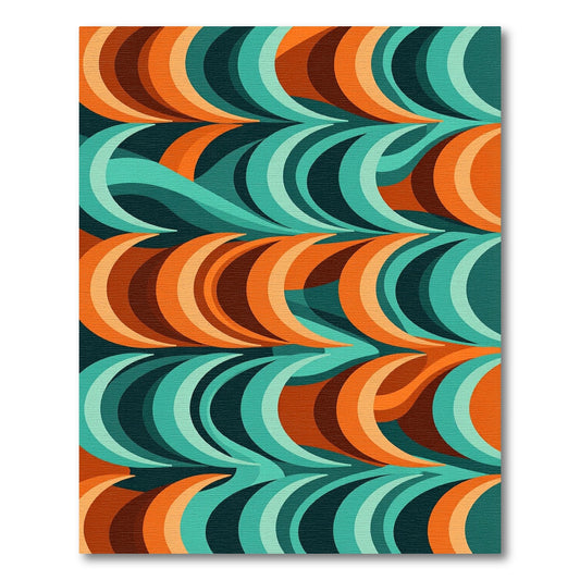 Retro Mid Century Orange Teal Swirl Rug