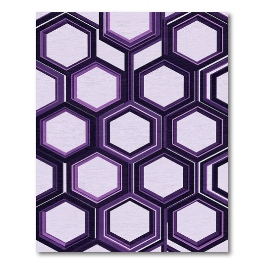 Sophisticated Deep Purple Geometric Hexagon Rug