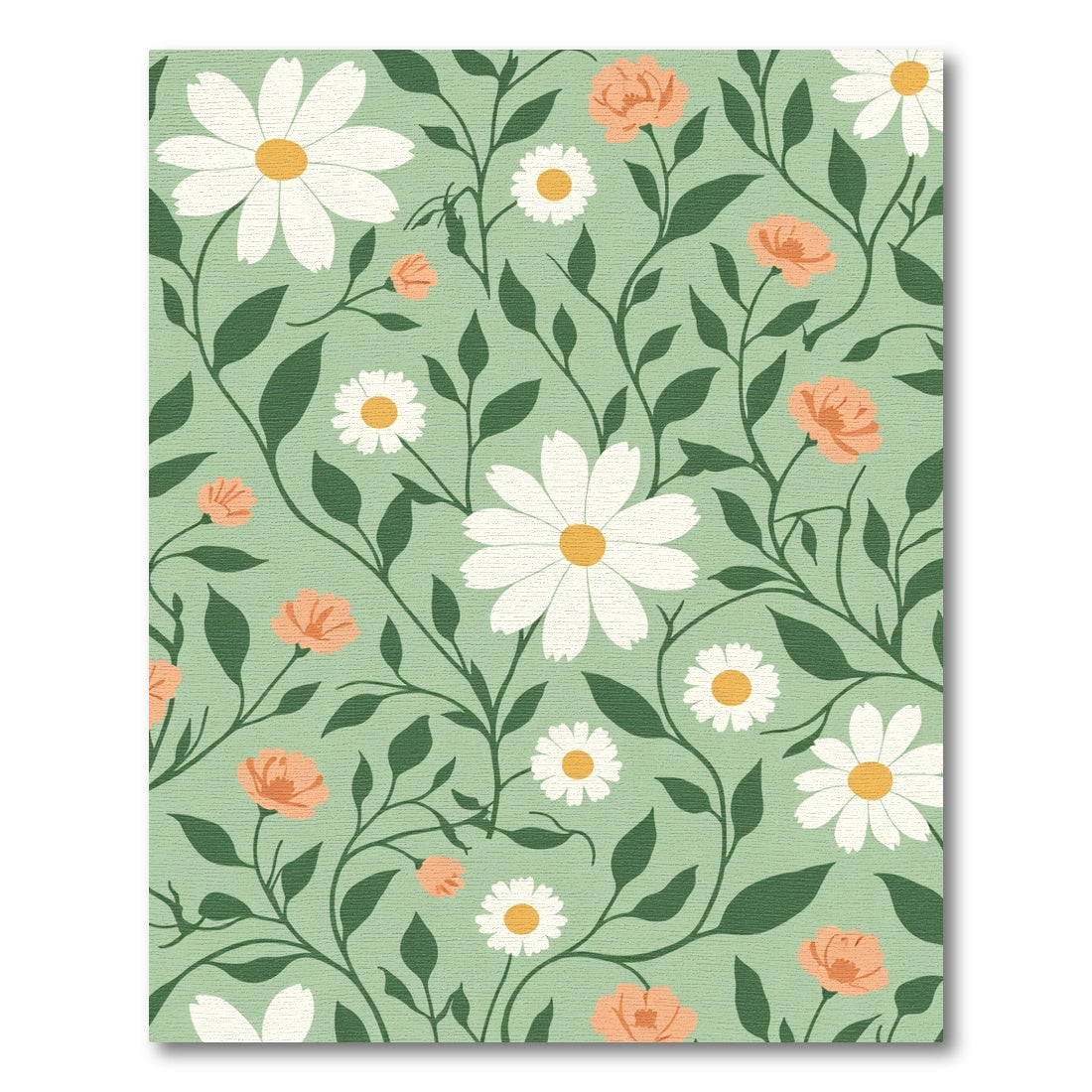 White Orange Daisy Vine Floral Rug