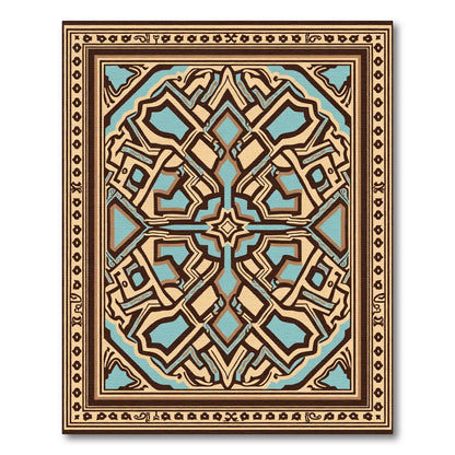 Geometric Brown Tan Blue Medallion Rug